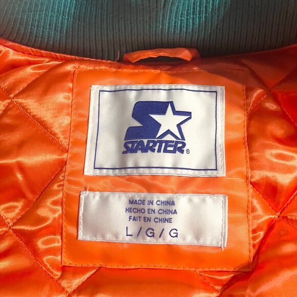 Starter Miami Dolphin Jacket Mens Large Orange Blue Varsity Bomber Super Bowl - Picture 8 of 12